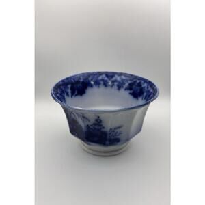 Antique Flow Blue Scinde Bowl Mid-19th Century English Pottery Blue & White